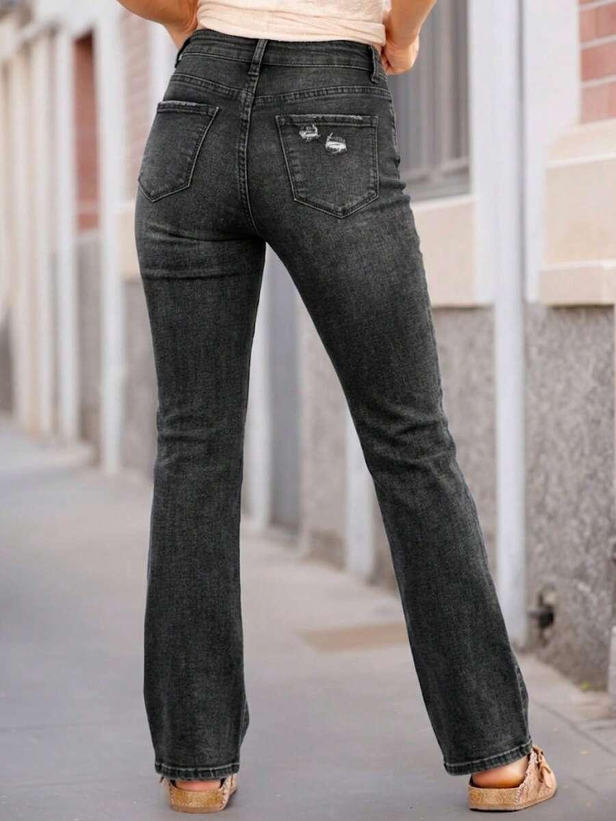czarne jeansy przetarcia 