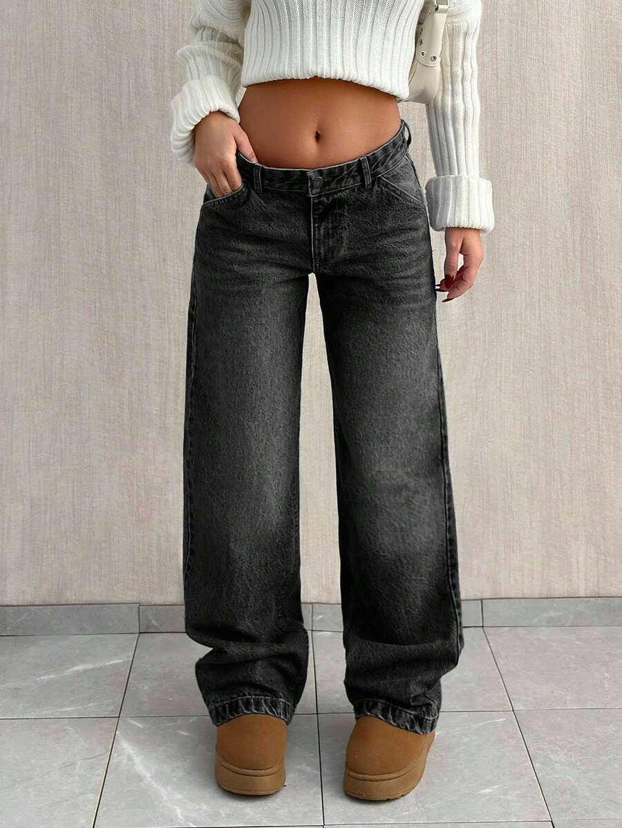 CZARNE SPODNIE JEANS