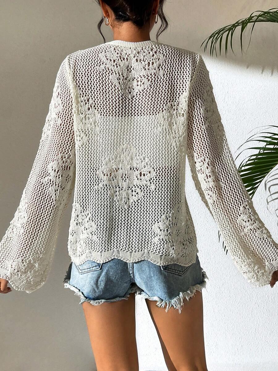 beżowy sweter wiązanie