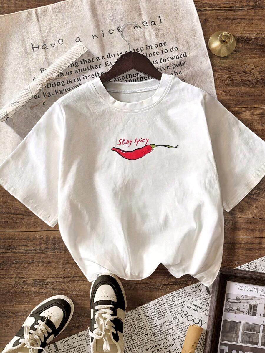 biały t-shirt nadruk