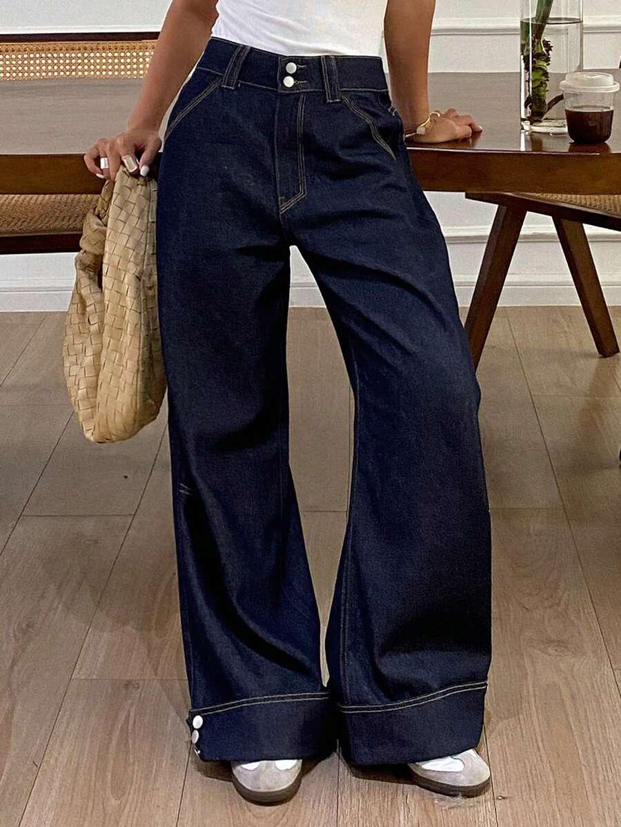 GRANATOWE SPODNIE JEANS