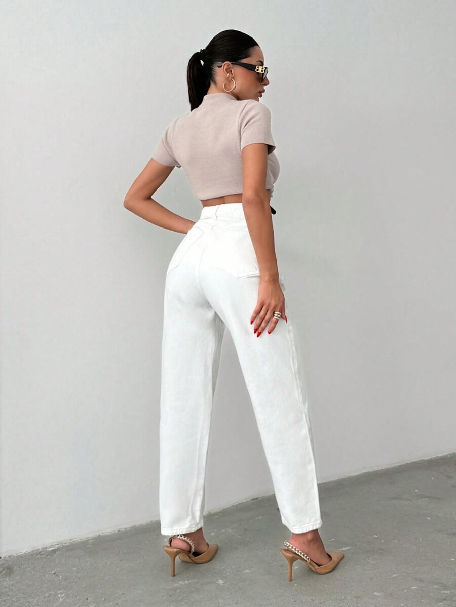 BIAŁE SPODNIE JEANS 