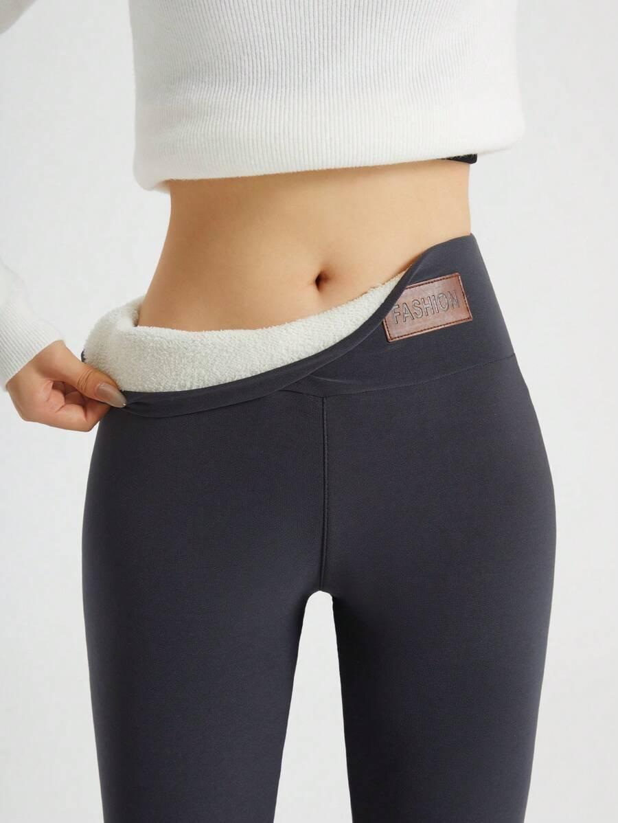 szare ocieplane legginsy