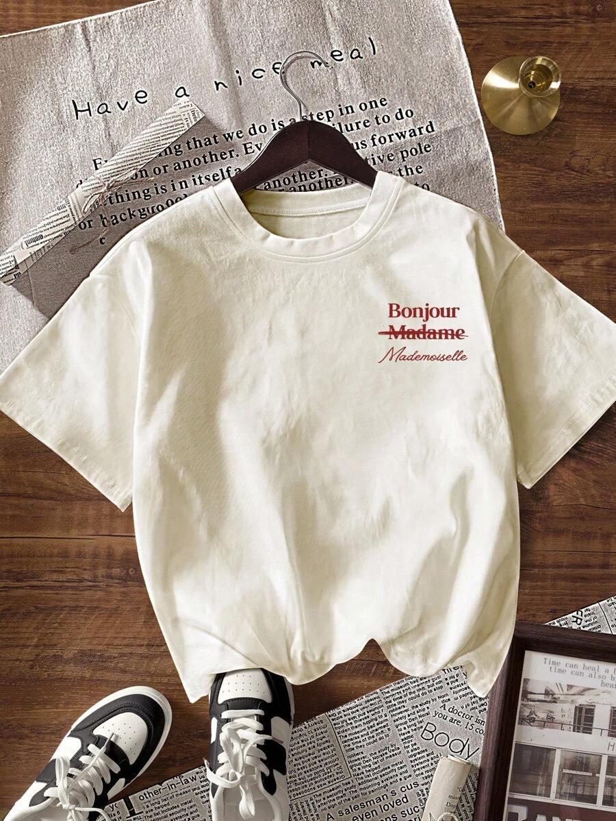 KREMOWY T-SHIRT PRINT