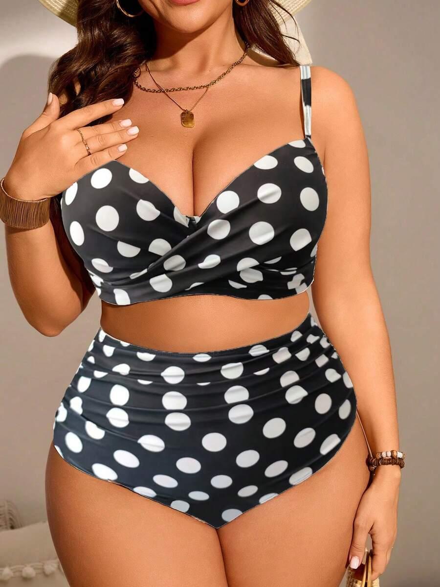 komplet bikini wzór groszki