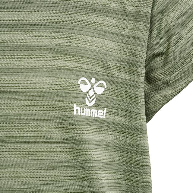 zielony t-shirt paski logo okrągły dekolt