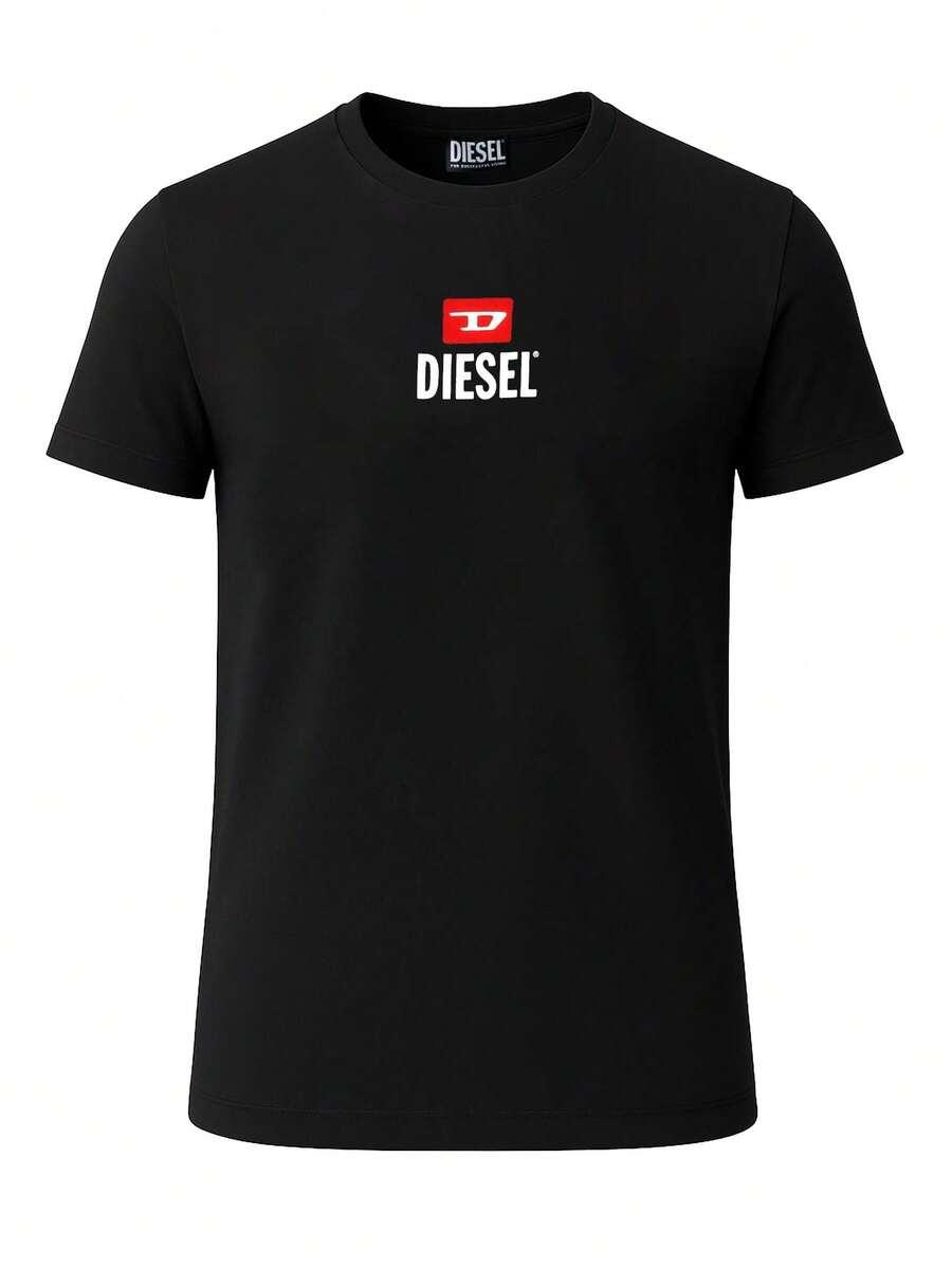 CZARNY T-SHIRT okrągły dekolt 