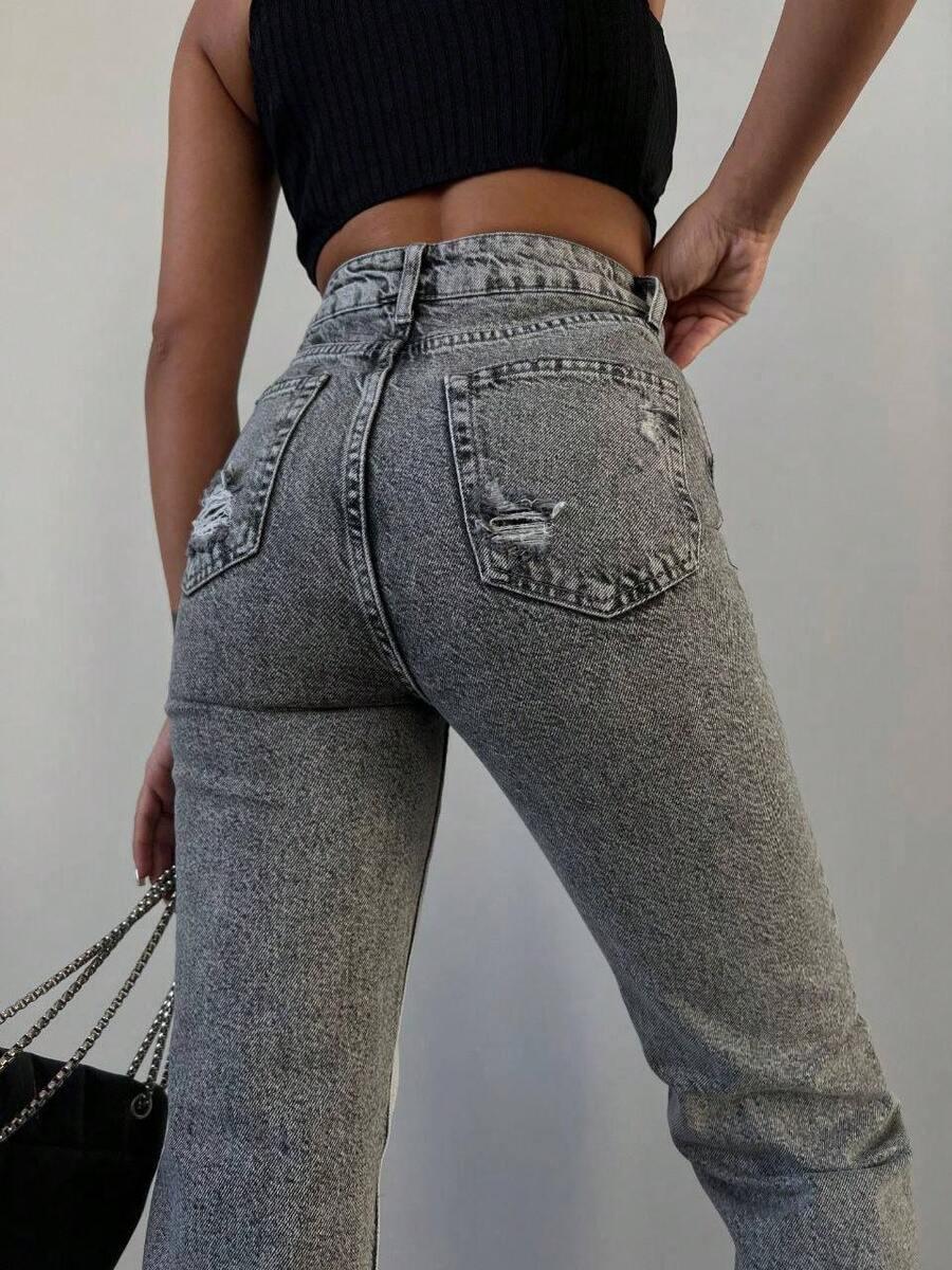 SZARE SPODNIE JEANS