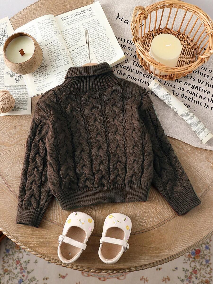 BRĄZOWY DZIANINOWY SWETER