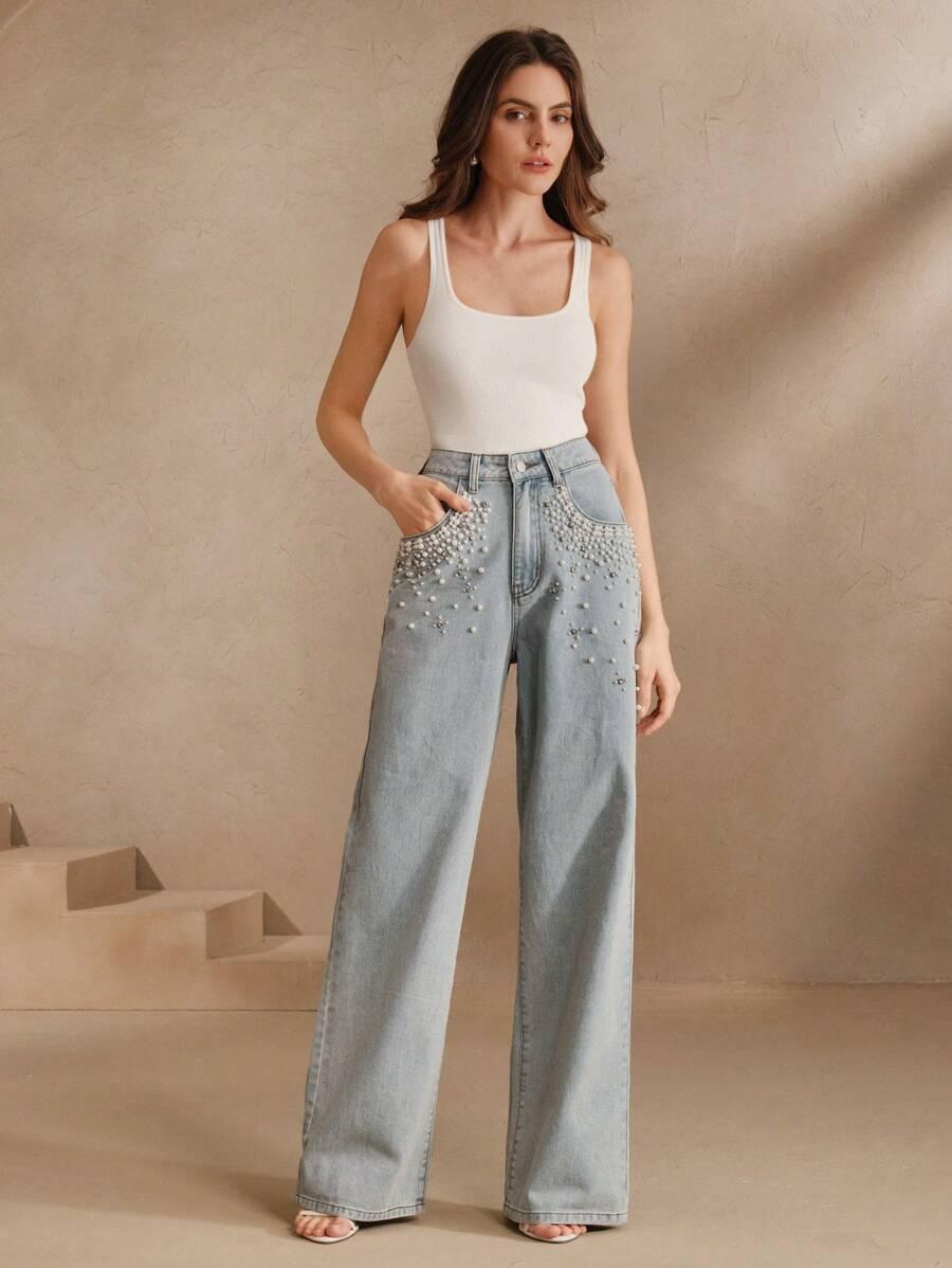 spodnie jeans zdobienia