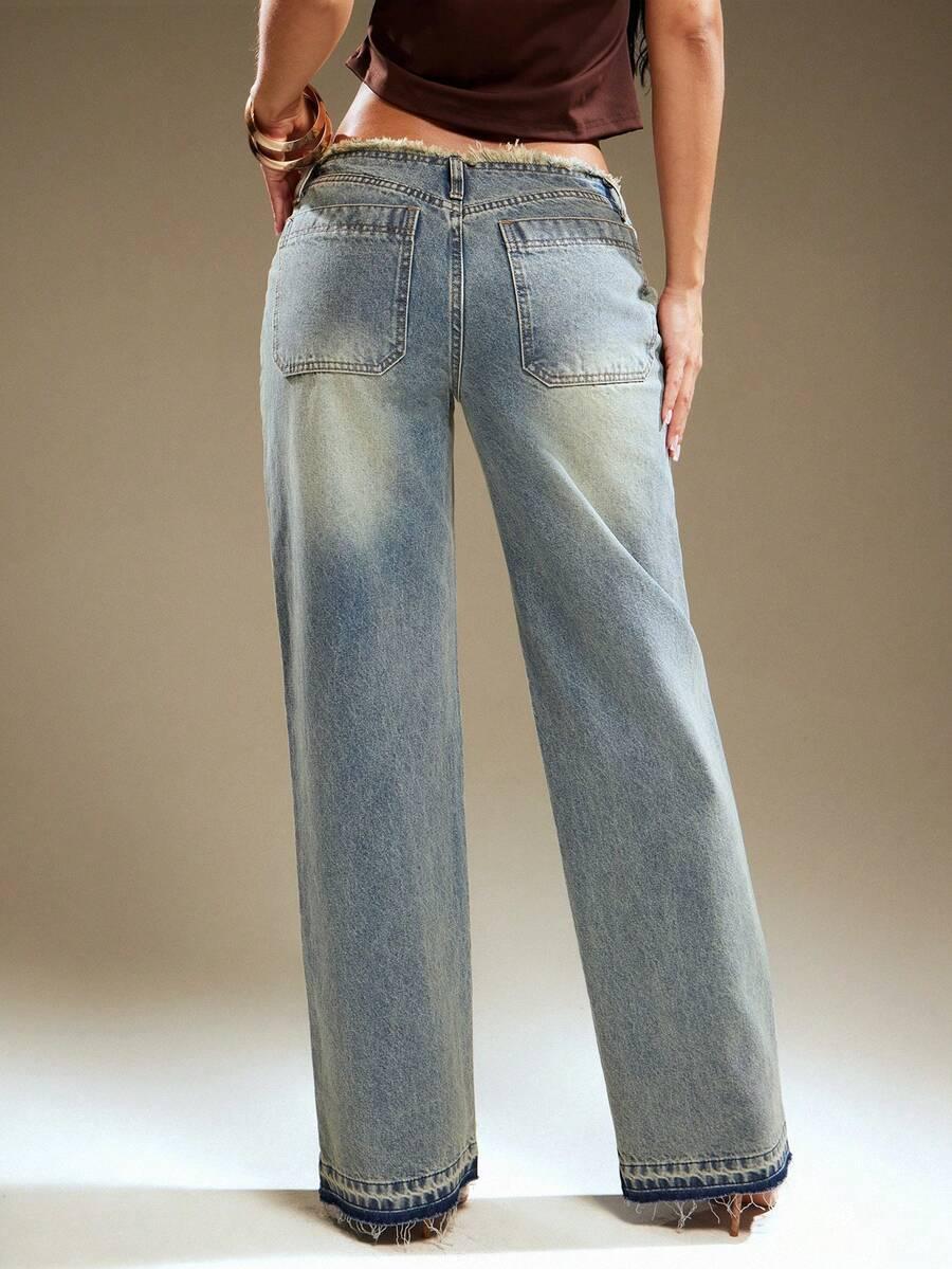 niebieskie jeansy vintage