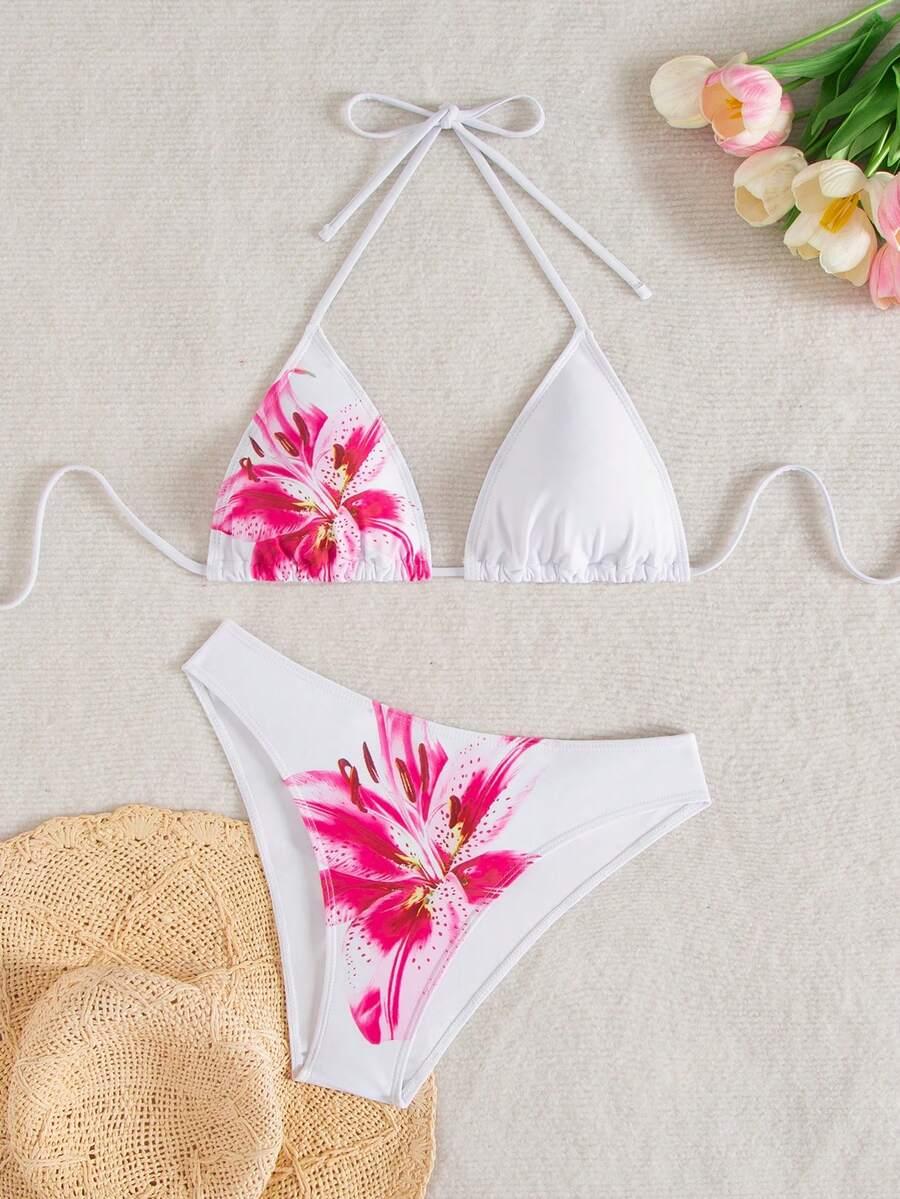 ZESTAW BIKINI Z KWIATOWYM NADRUKIEM
