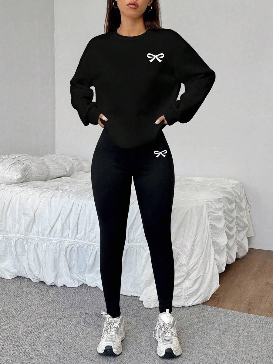 czarny komplet bluza legginsy