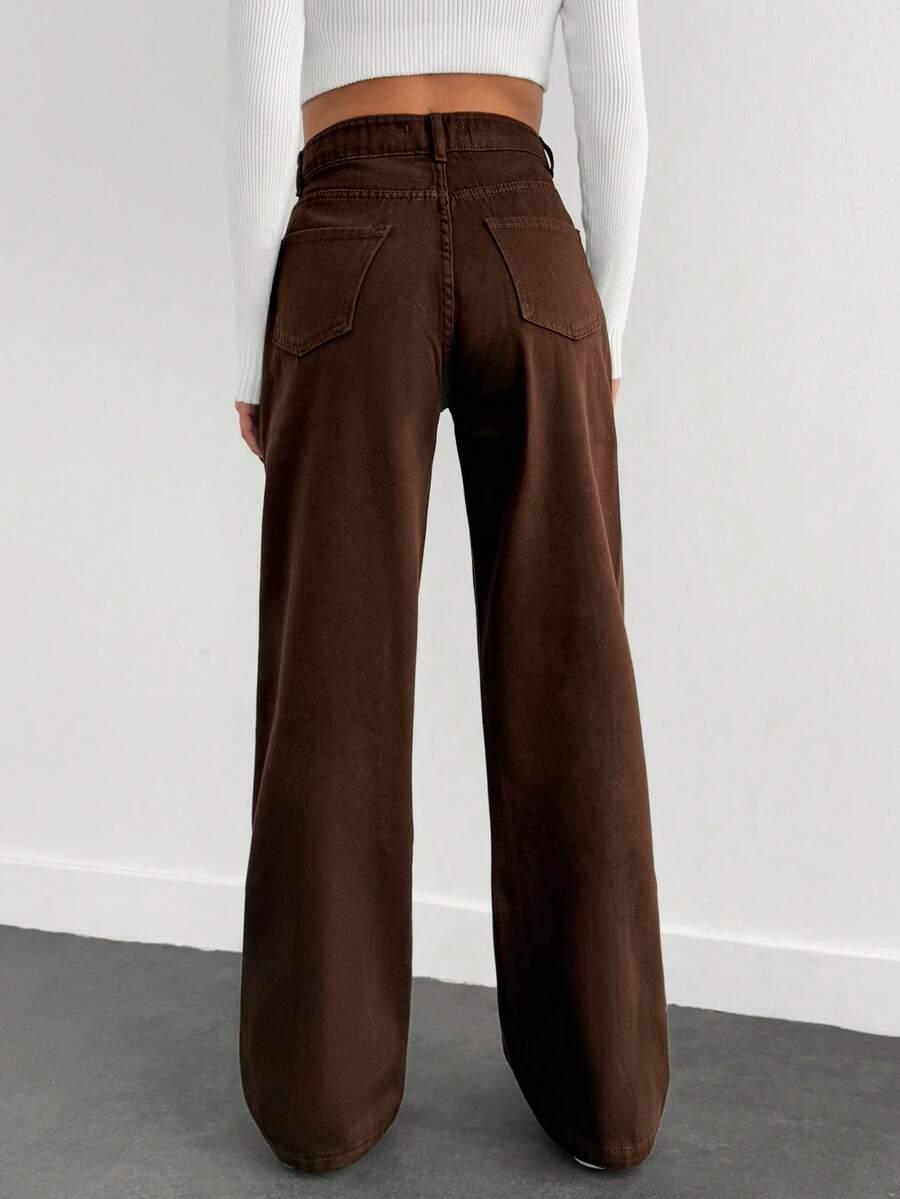 BRĄZOWE SPODNIE JEANS