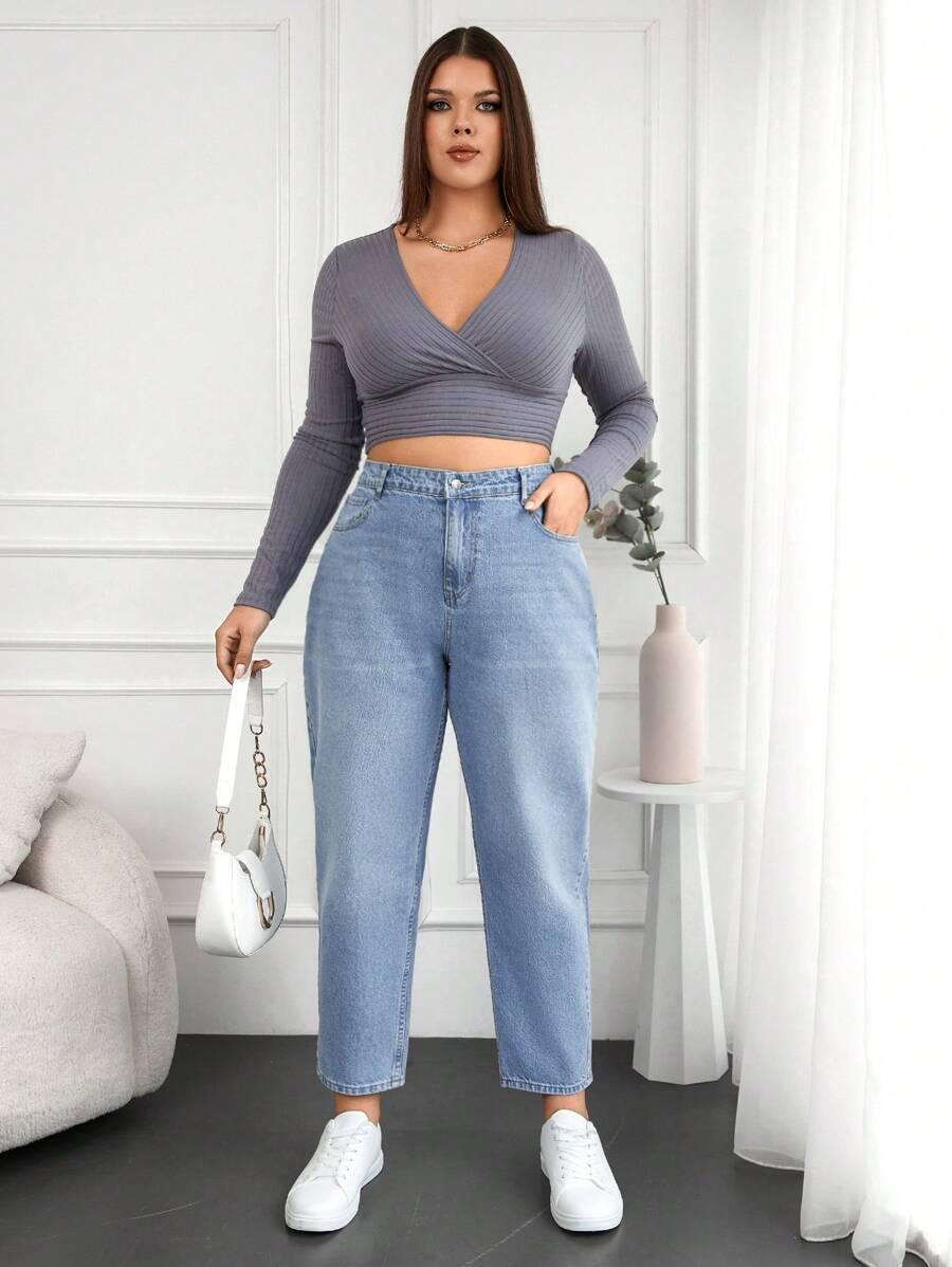 NIEBIESKIE SPODNIE MOM JEANS 