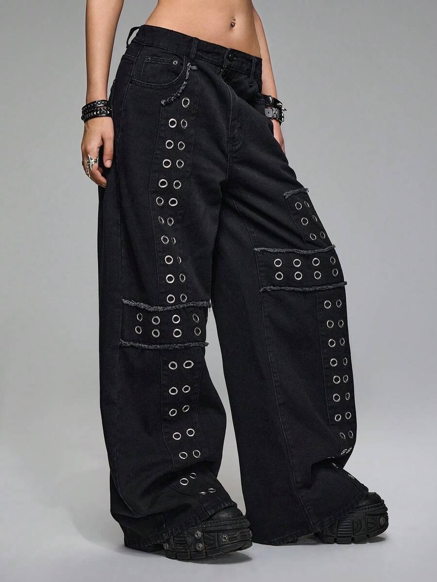 CZARNE SPODNIE JEANS