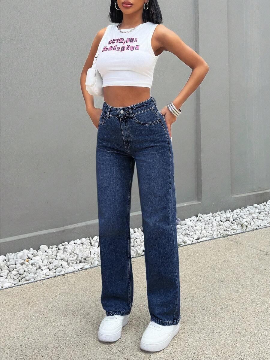 GRANATOWE SPODNIE JEANS 