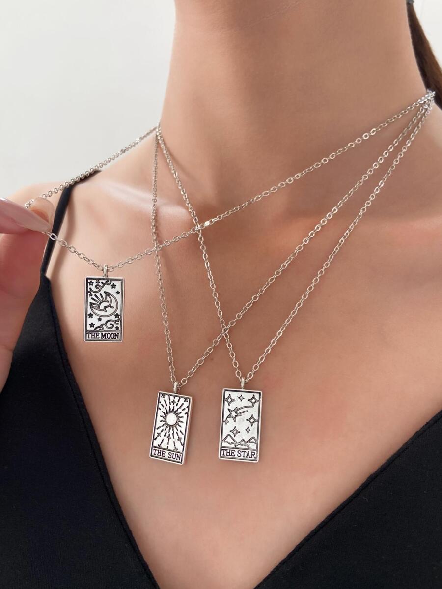 NASZYJNIK W KOLORZE SREBRNYM 3-PACK