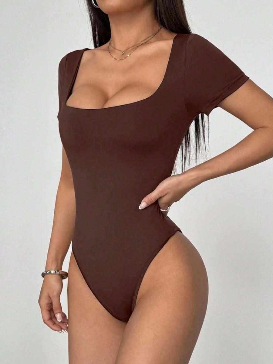 brązowe body krótki rękaw