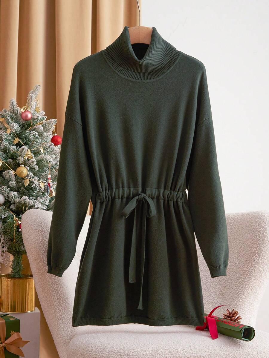 DZIANINOWA SUKIENKA PLUS SIZE Z GOLFEM