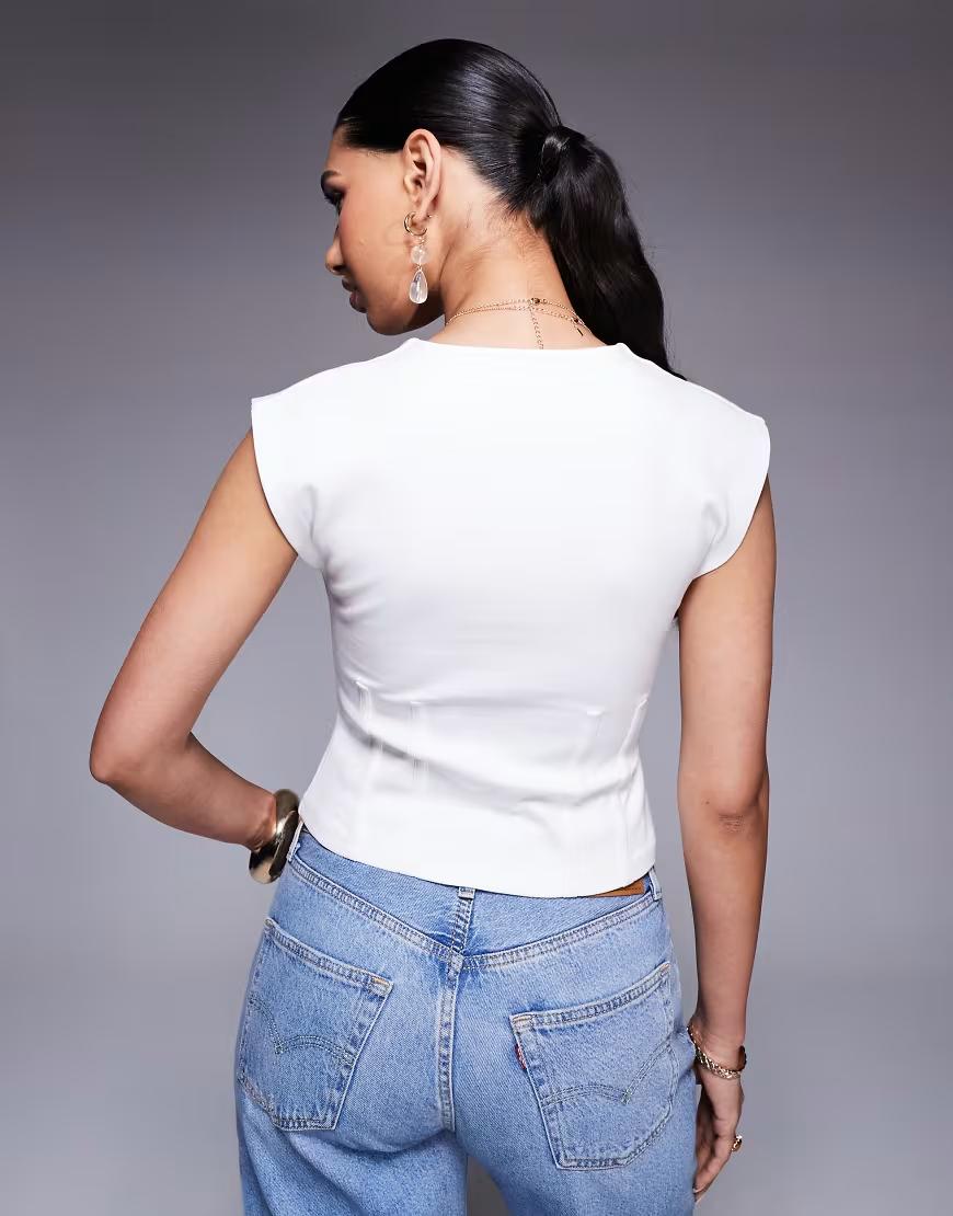 BIAŁy TOP V-NECK