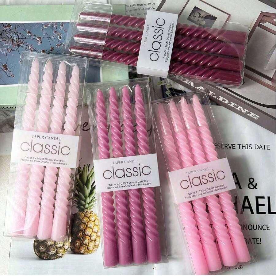 różowe świece 4-pack