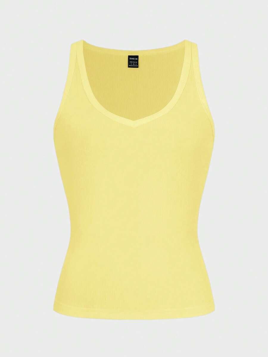 żółty top casual
