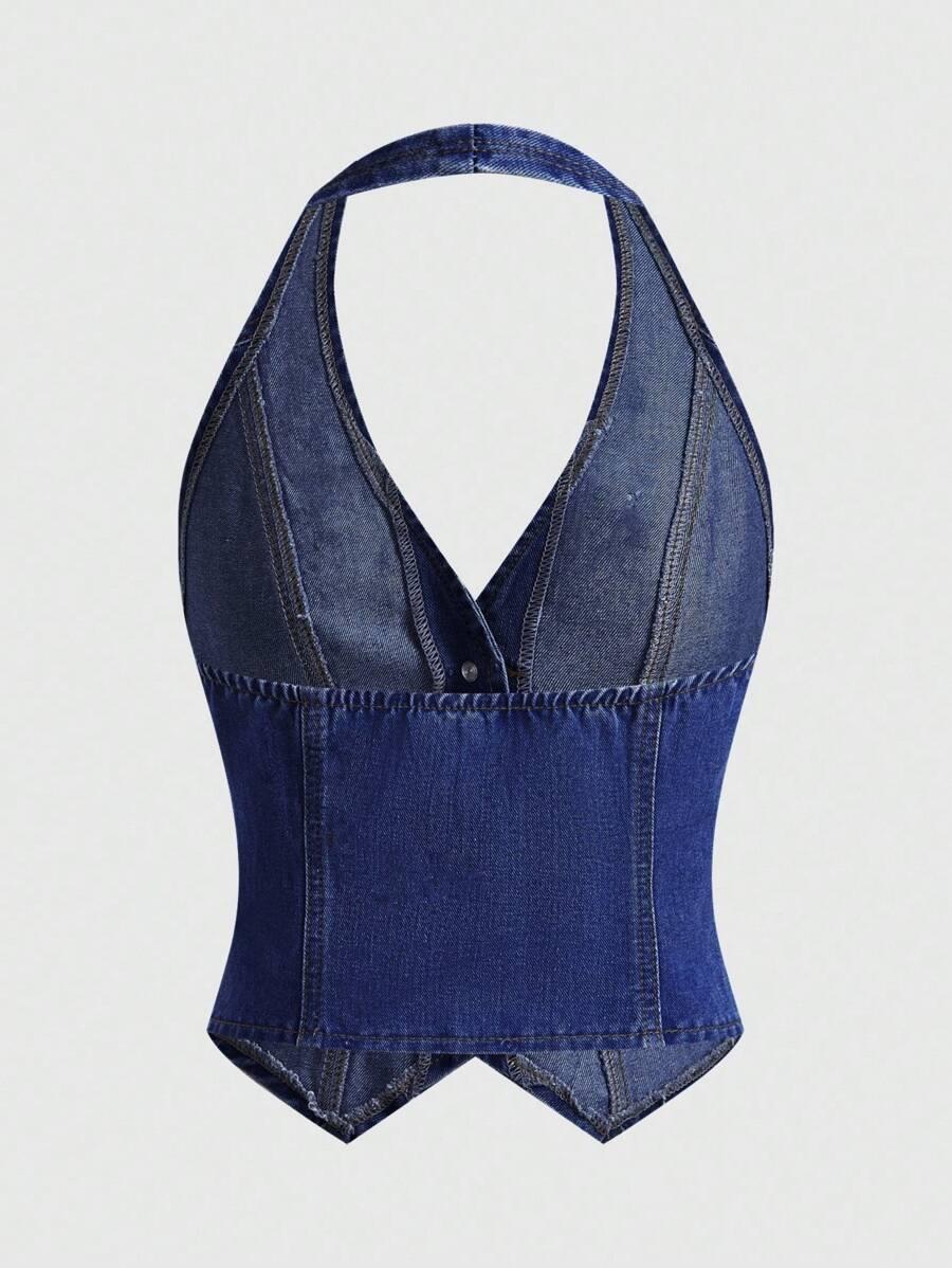 jeansowy top guziki