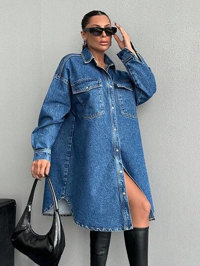 niebieska sukienka jeans