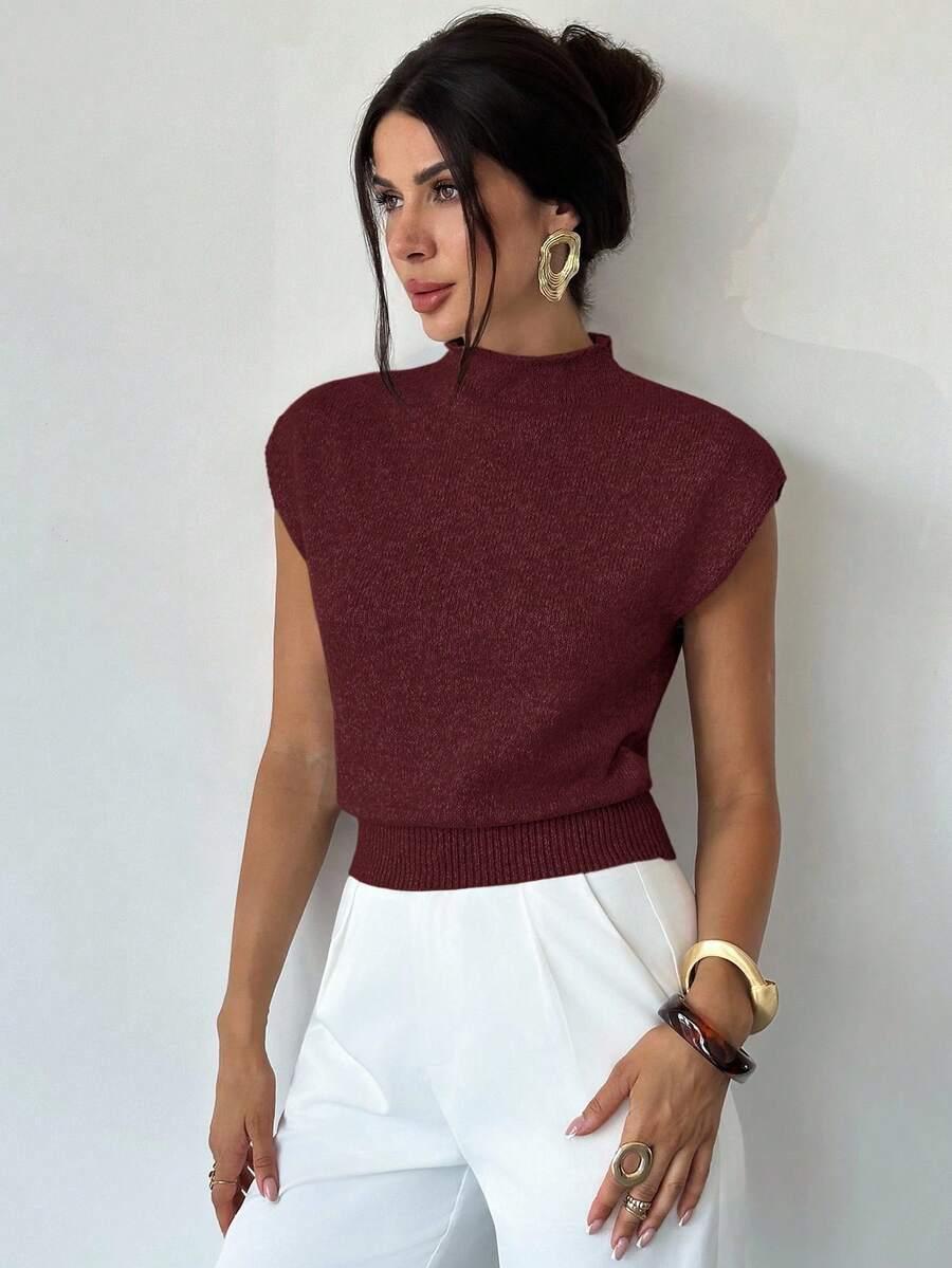 bordowy dzianinowy top 