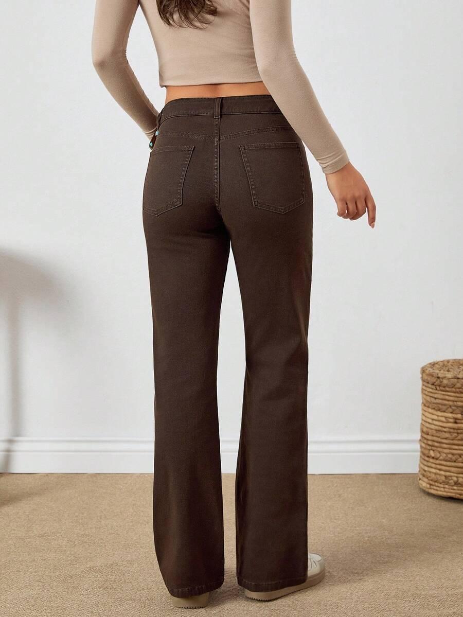 BRĄZOWE SPODNIE JEANS