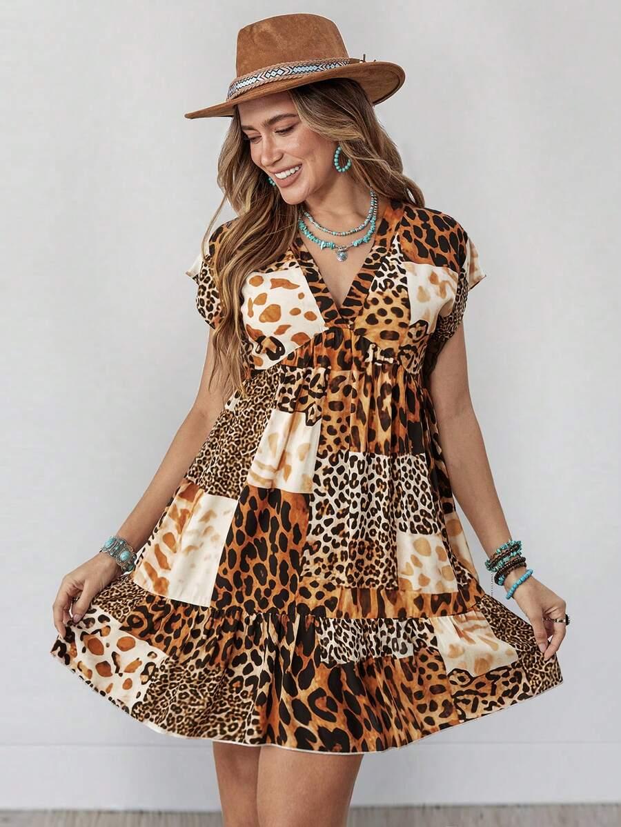 mini sukienka leopard print