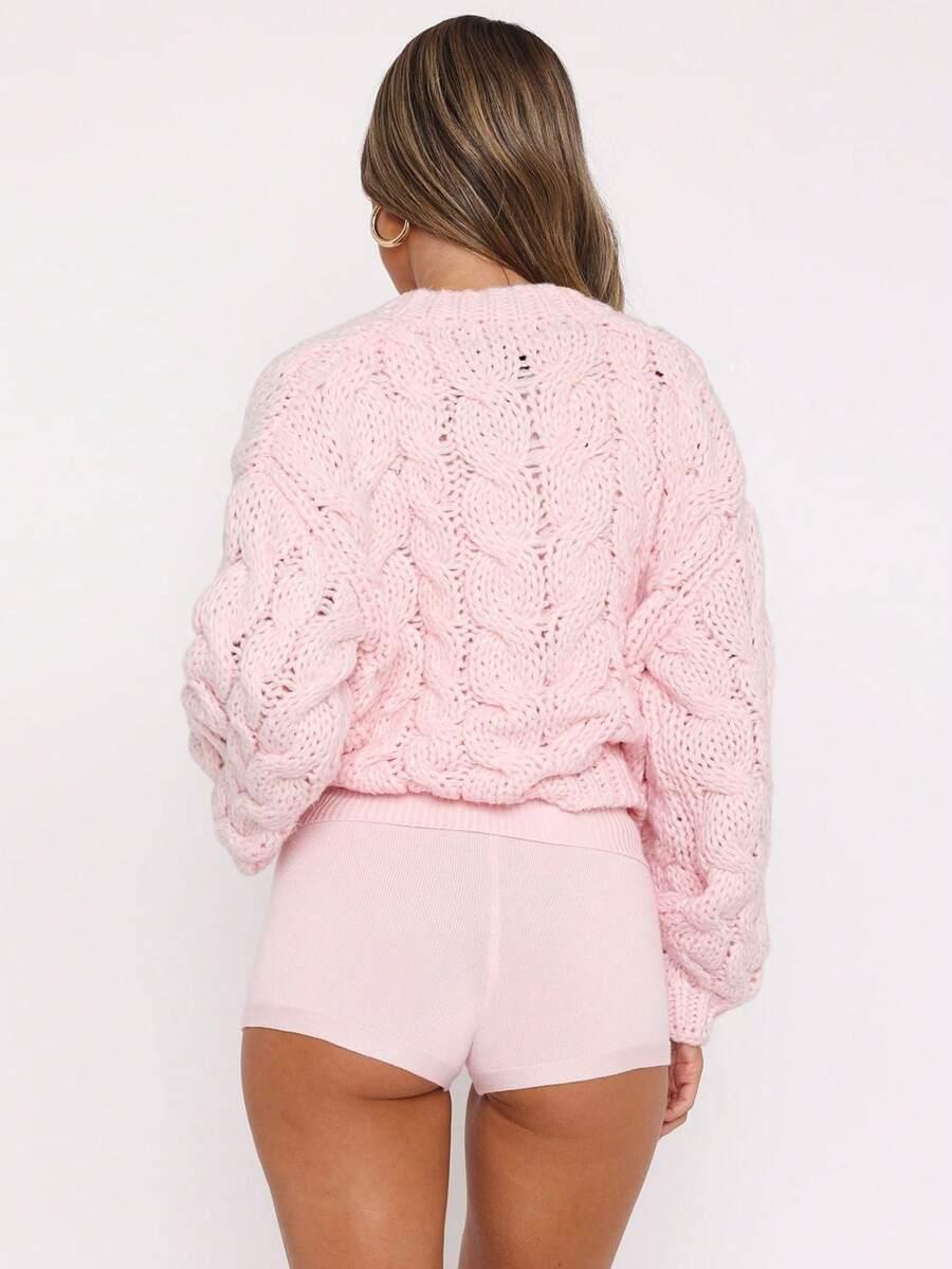 RÓŻOWY SWETER GUZIKI