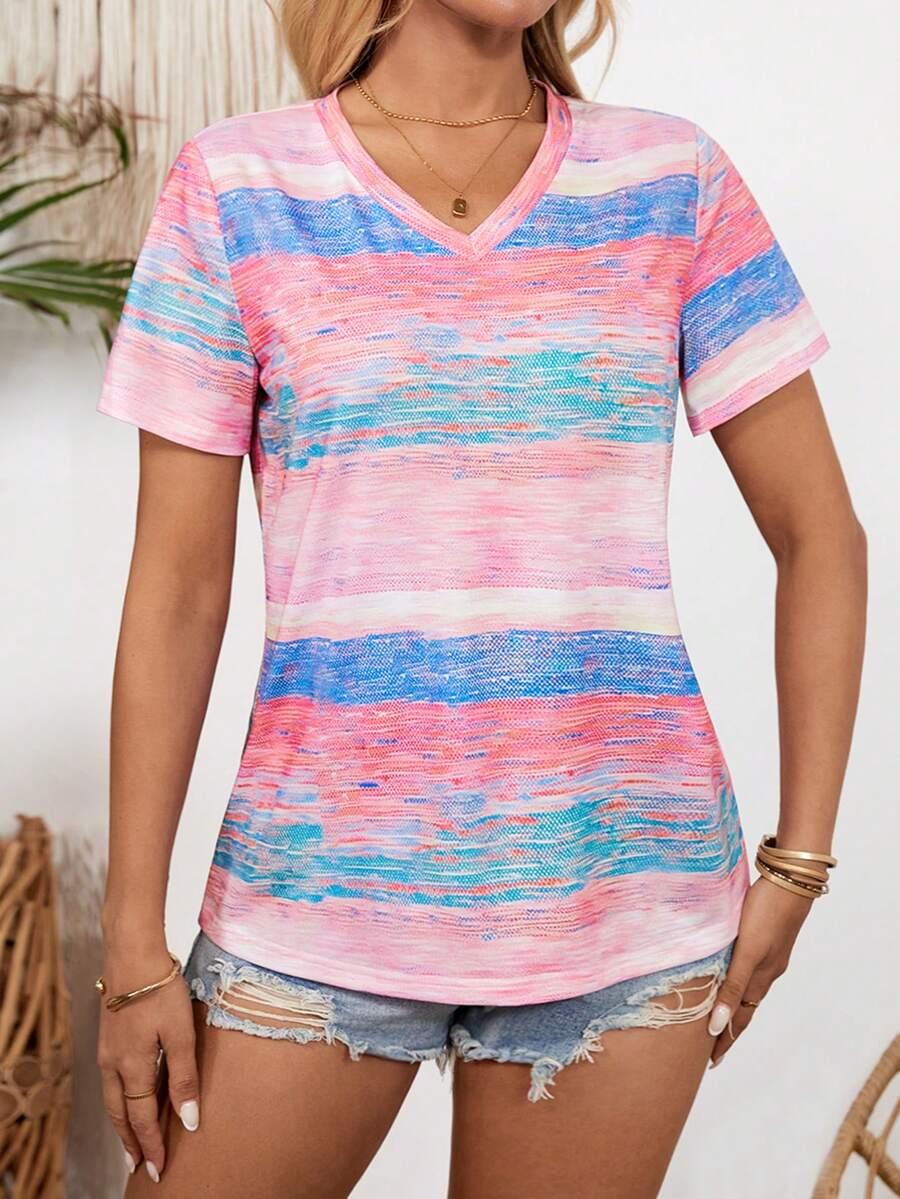 t-shirt v-neck print 
