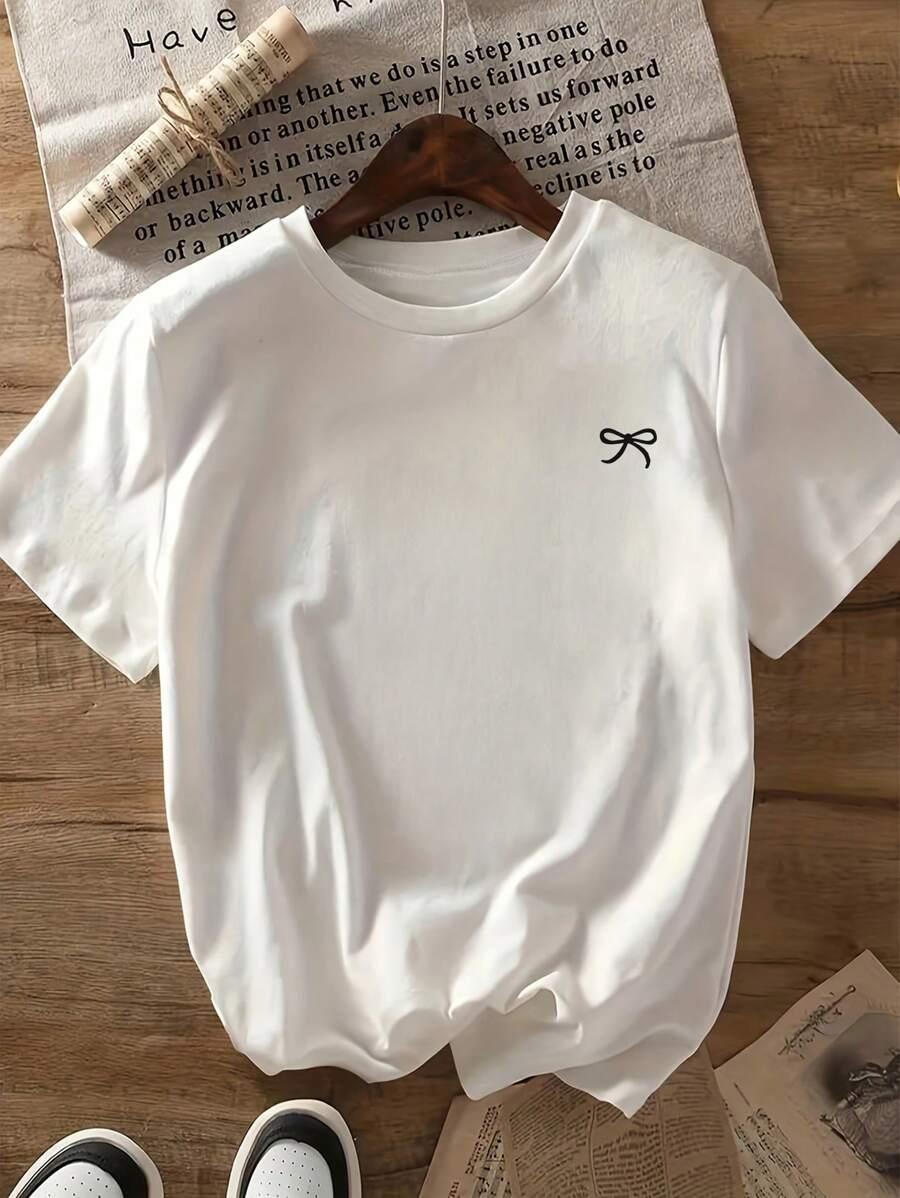 BIAŁY T-SHIRT OKRĄGŁY DEKOLT