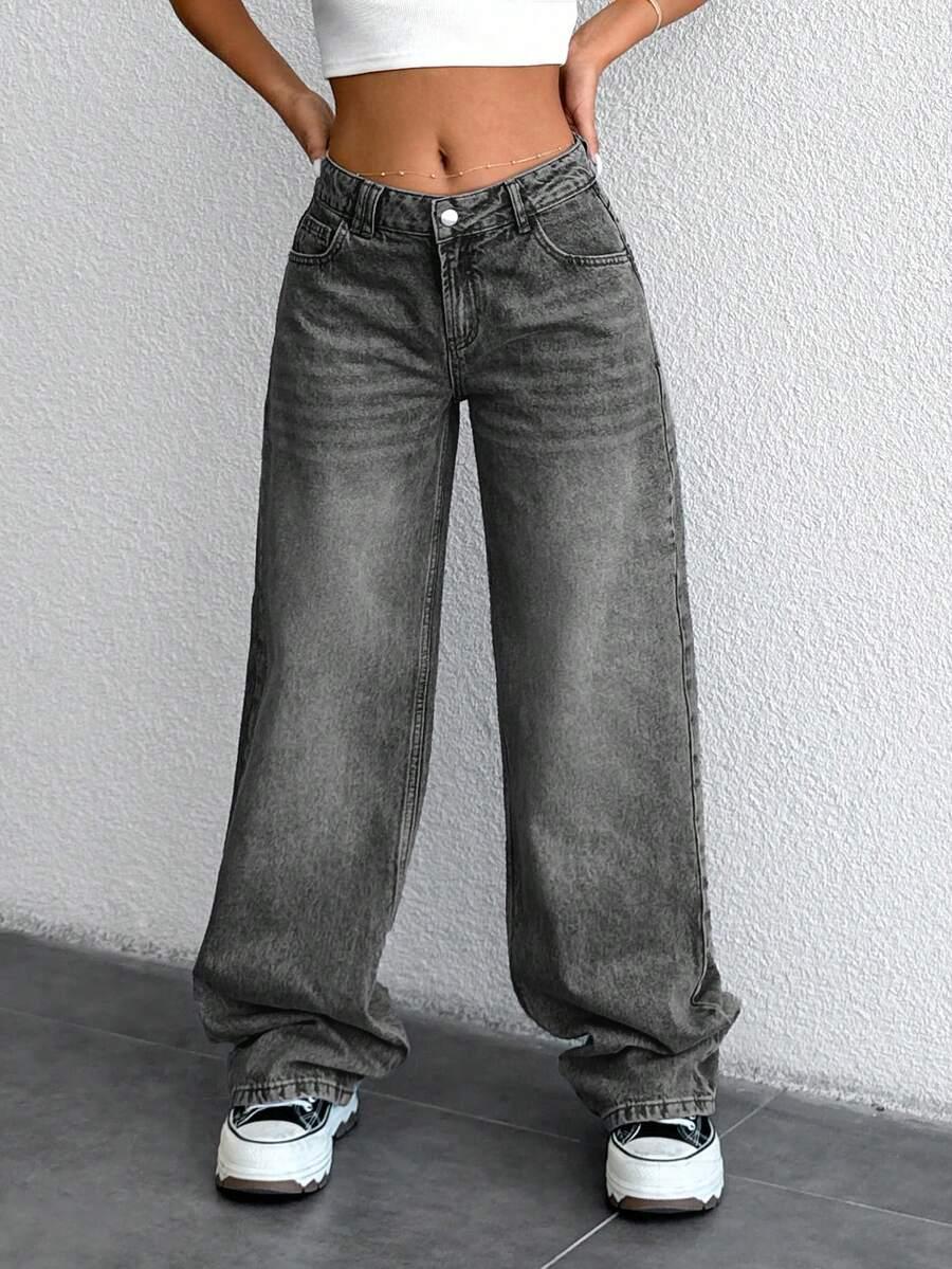 SZARE SPODNIE JEANS