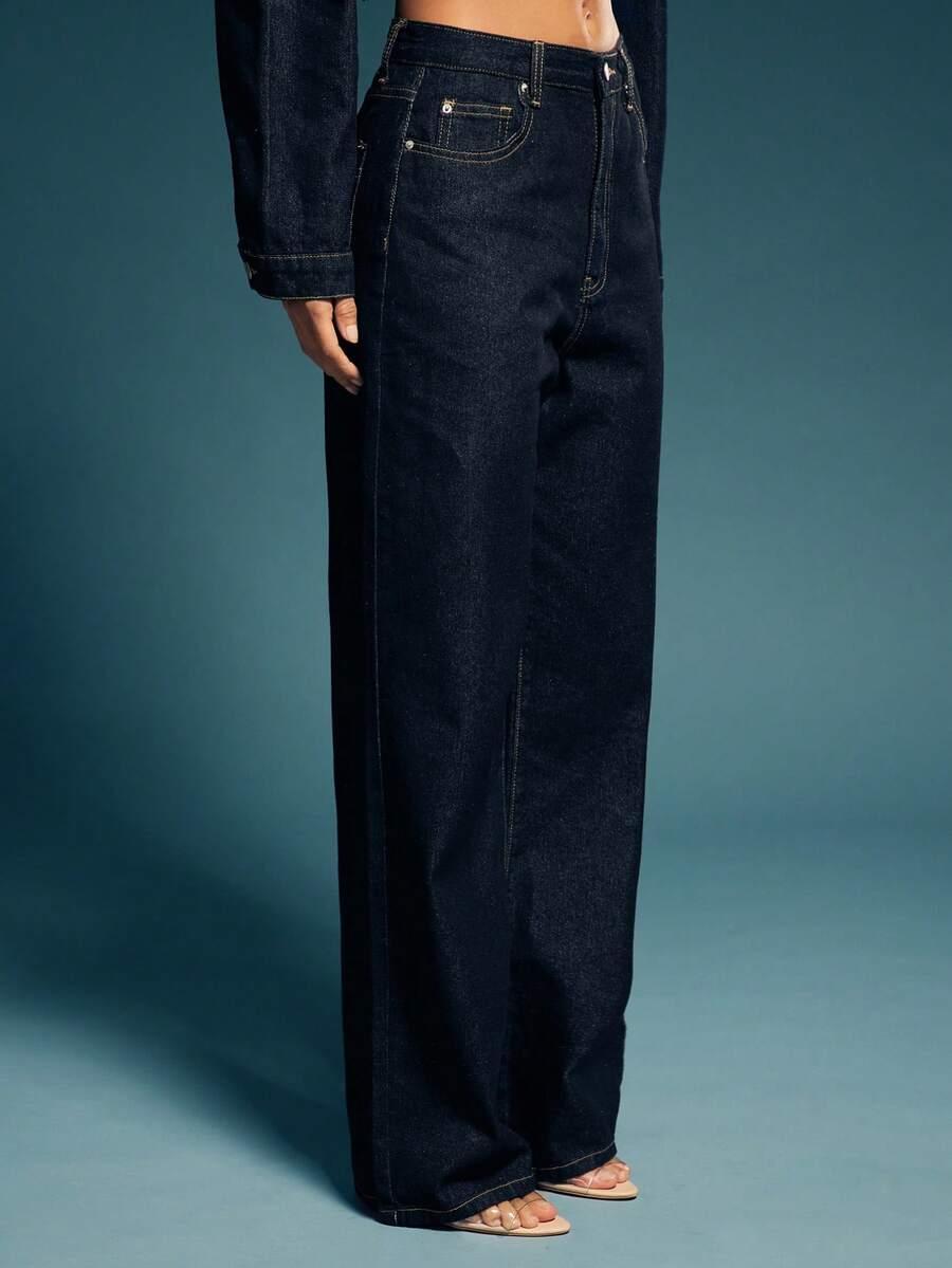 GRANATOWE SPODNIE JEANS