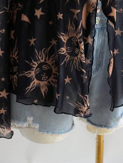 czarna bluzka print