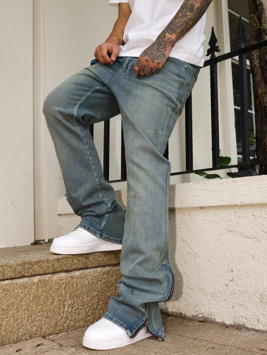 niebieskie spodnie jeans