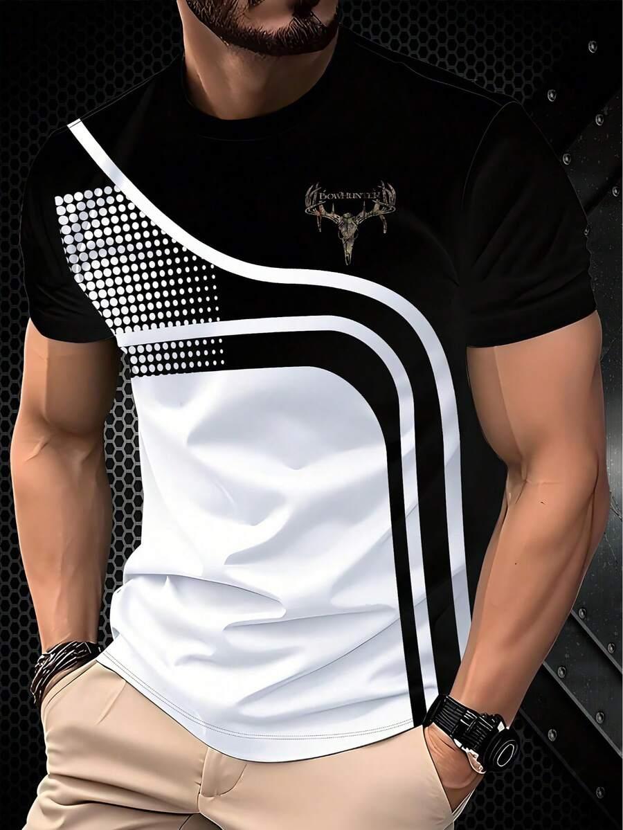 T-SHIRT OKRĄGŁY DEKOLT NADRUK