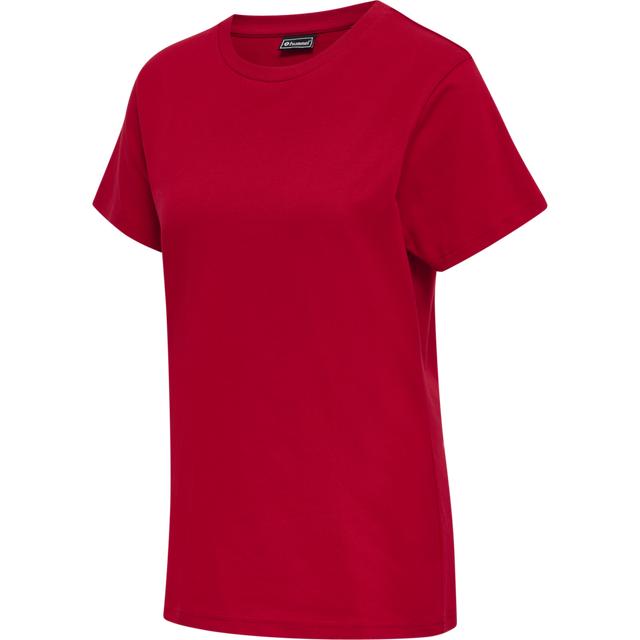 czerwony klasyczny gładki t-shirt okrągły dekolt