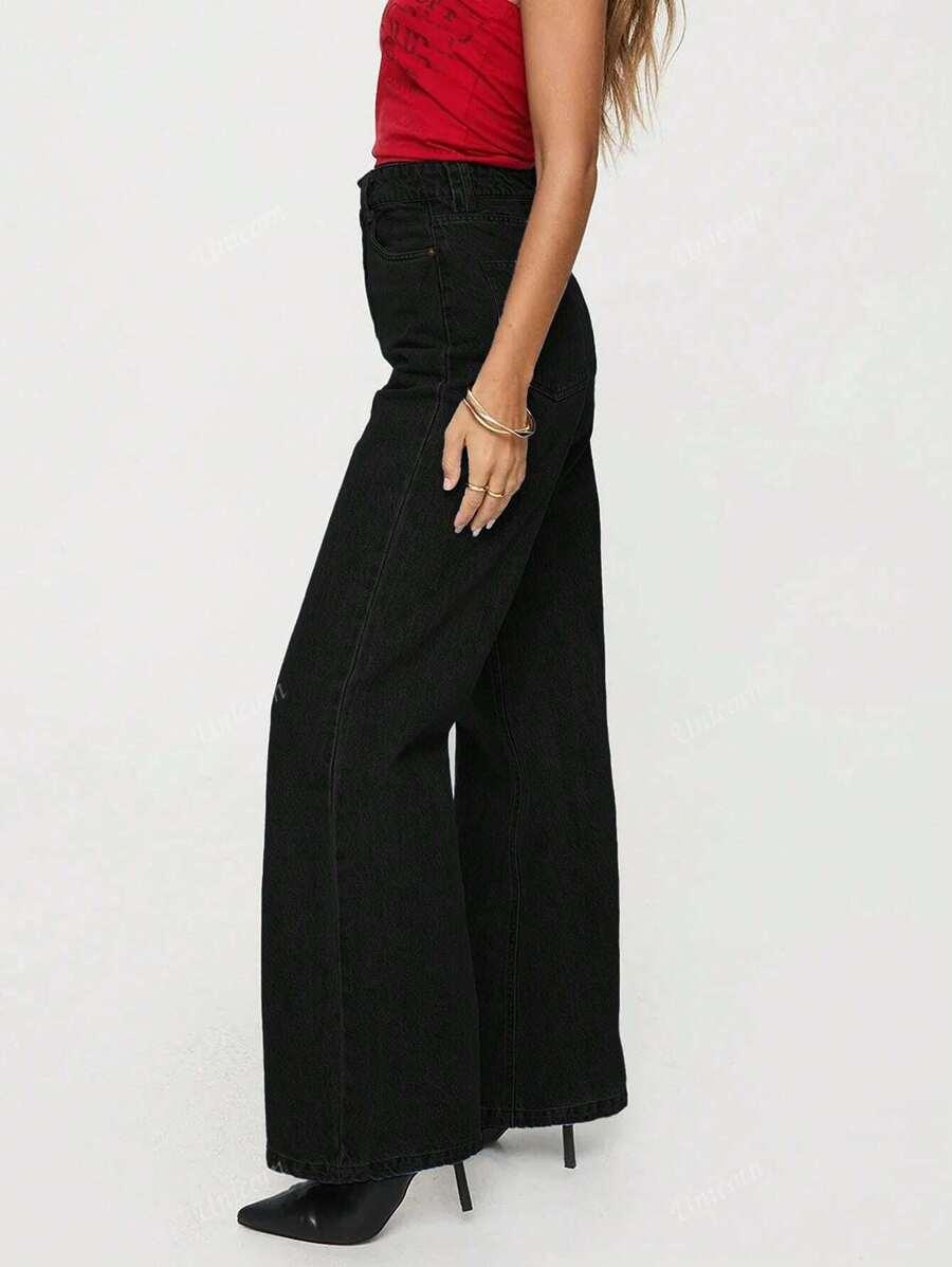 CZARNE SPODNIE JEANS 