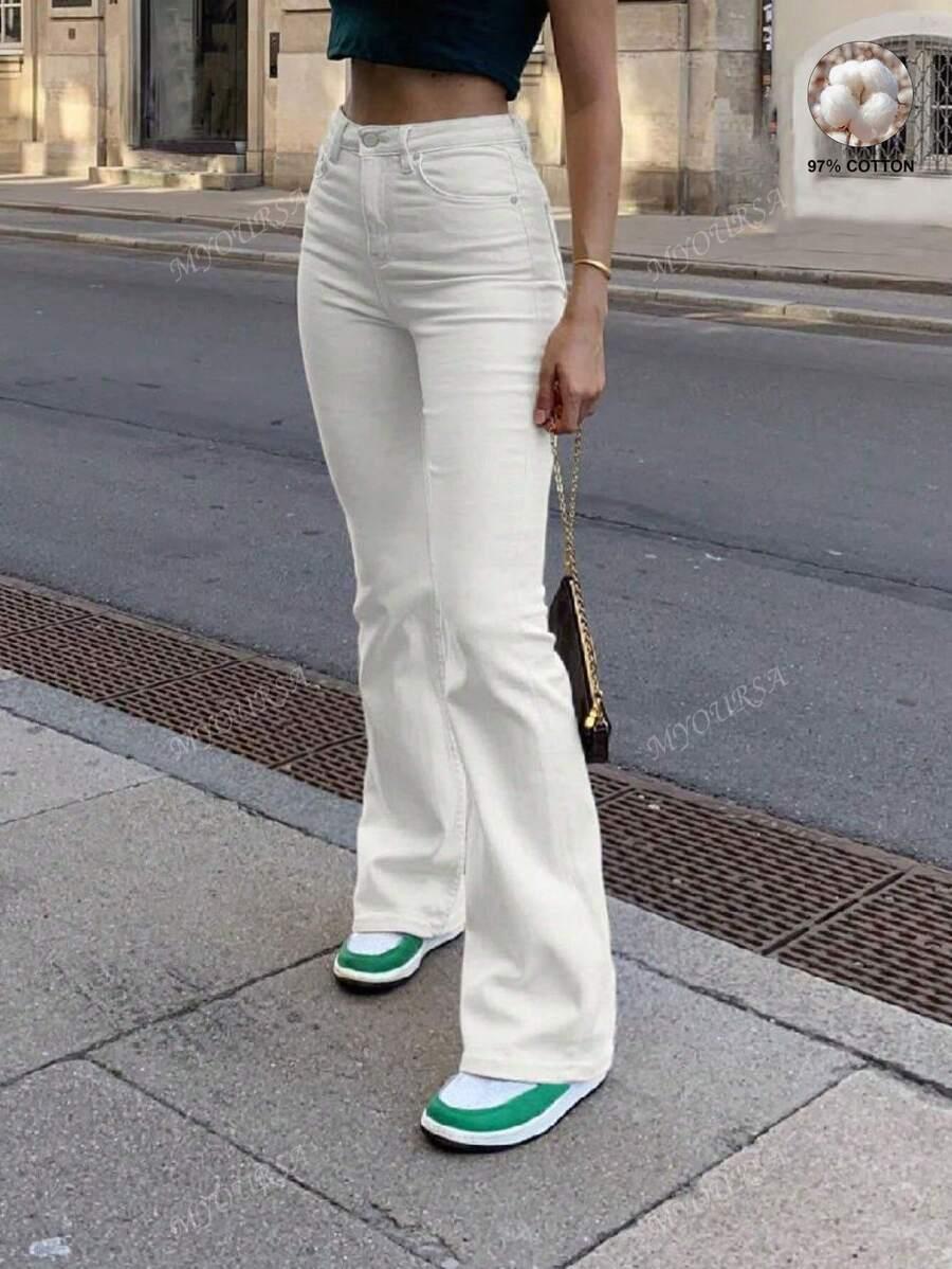 BIAŁE JEANSY WYSOKI STAN 