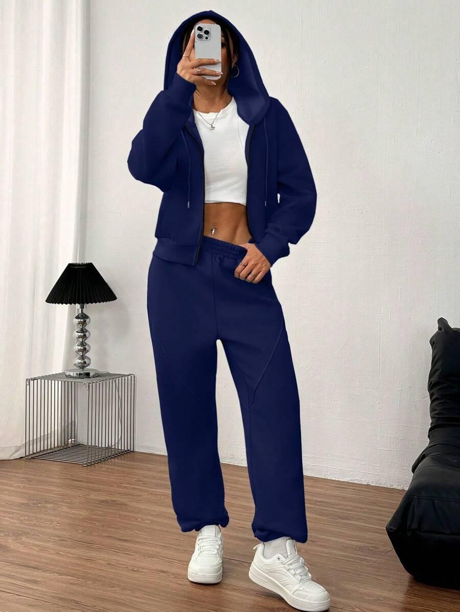 GRANATOWA BLUZA SPODNIE KOMPLET