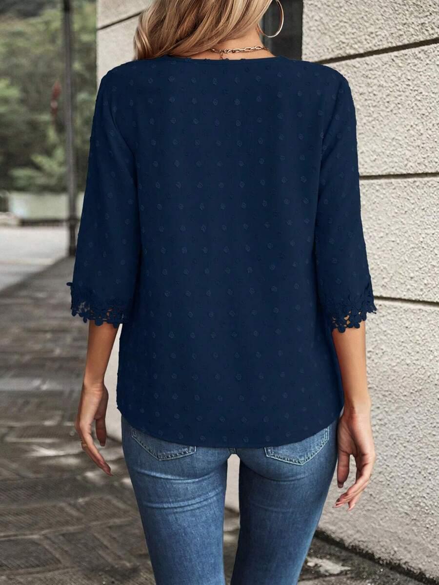 GRANATOWA BLUZKA V-NECK