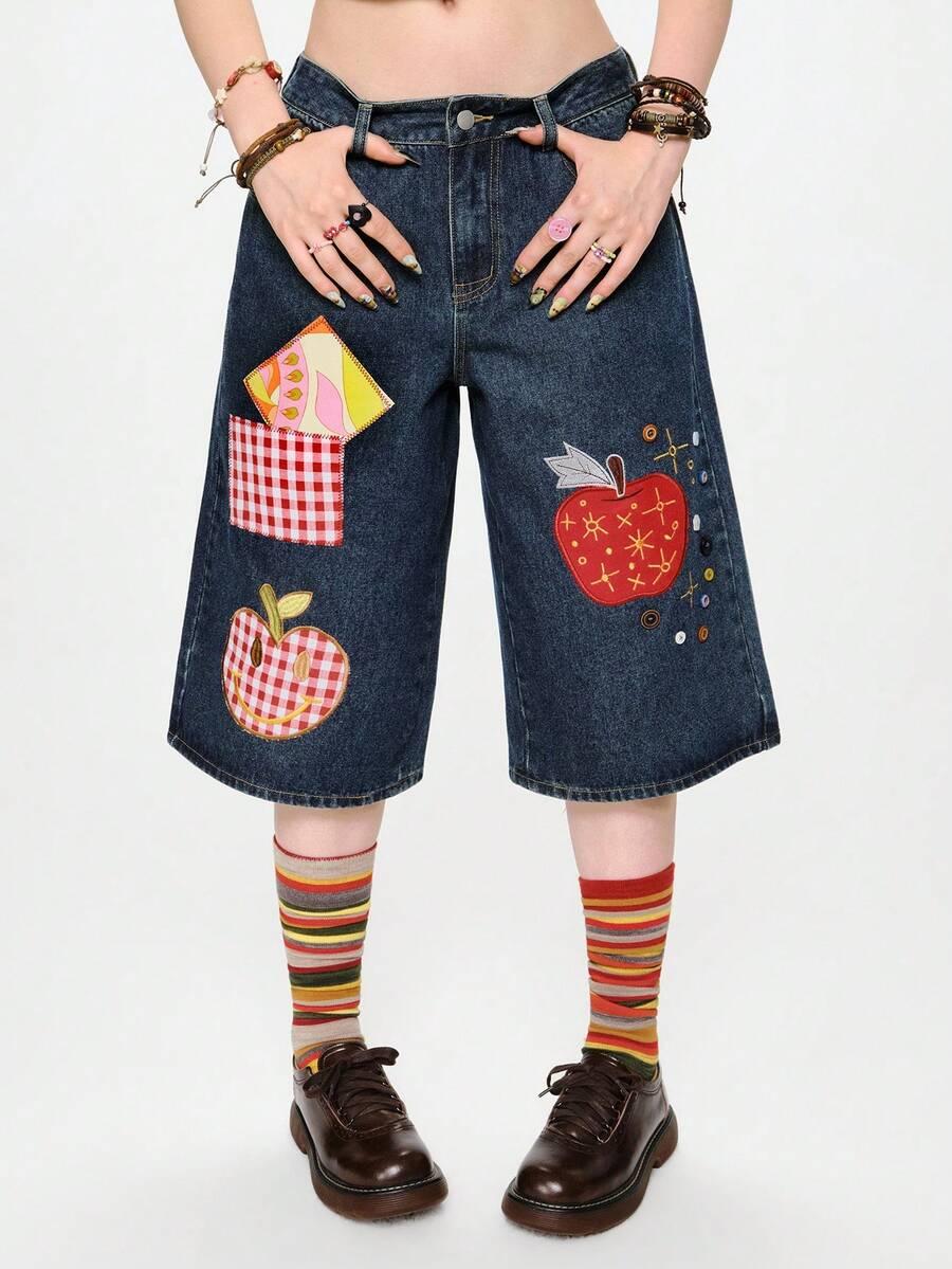 spodenki jeans nadruk