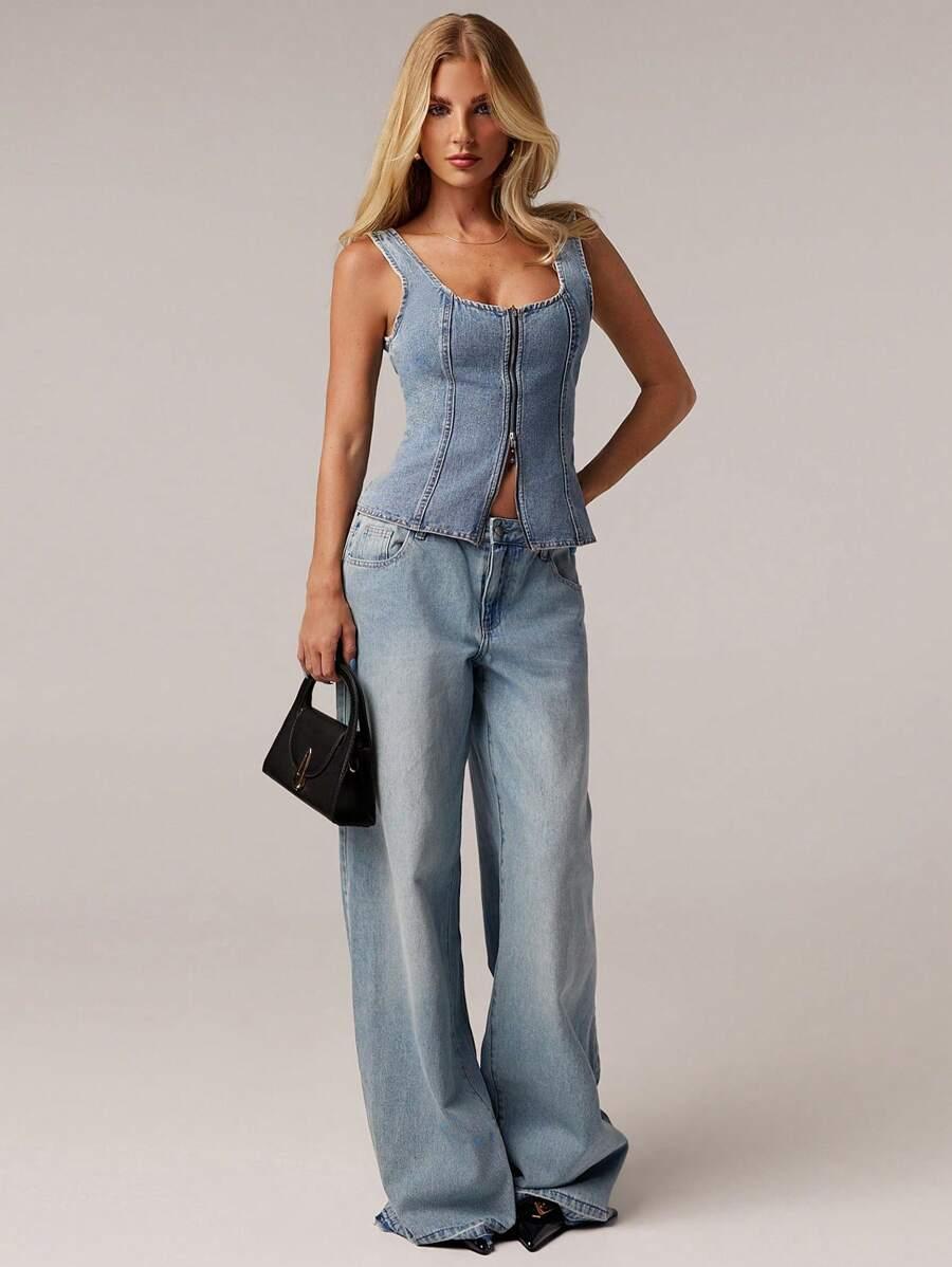 niebieski top jeans 