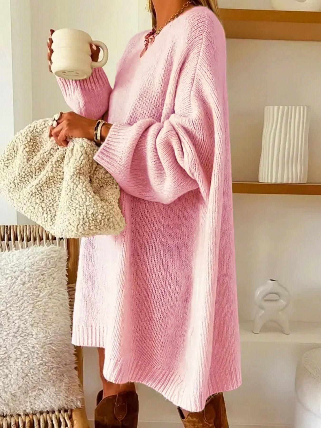 RÓŻOWY SWETER DŁUGI RĘKAW
