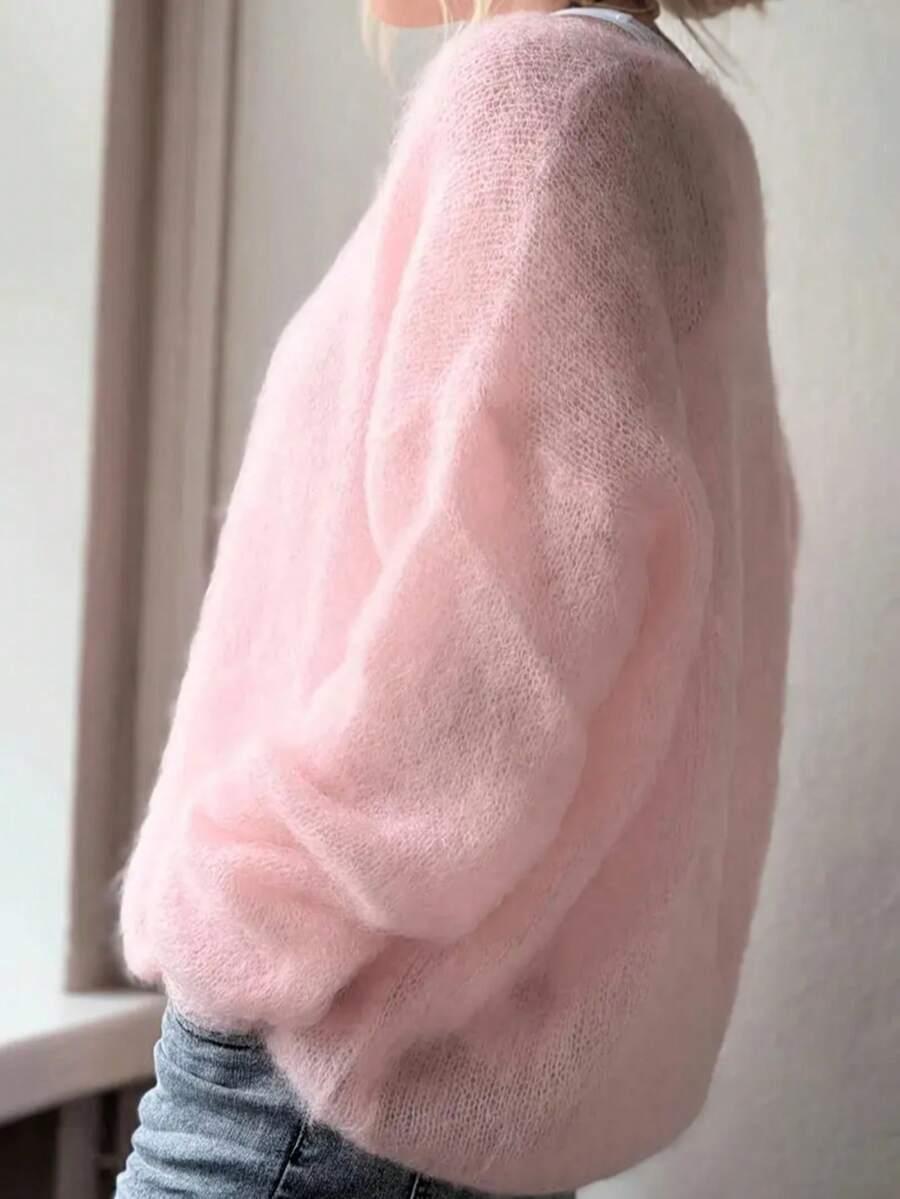RÓŻOWY SWETER DŁUGI RĘKAW