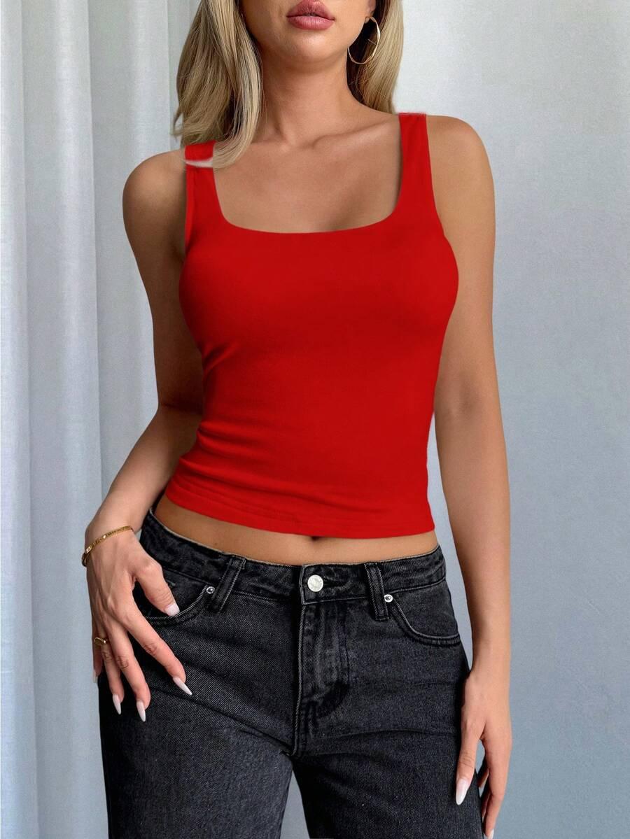 czerwony top casual 